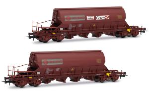 HJ6228 F-ERSA, coffret de 2 wagons-trémies à 4 essieux Taoos, livrée marron, « Ermewa/Chemoil » , ép. VI